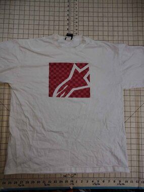 Men's Alpinestars White Red Checkered Logo T-Shirt